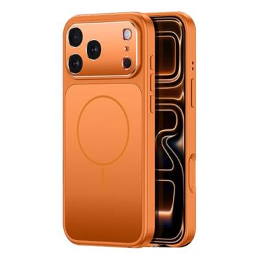 Imagem de FWYANZH Capa magnética para iPhone 17 Pro Max/17 Pro/17, proteção total de lente fina capa anti-queda PC Shell, laranja, 17 Pro