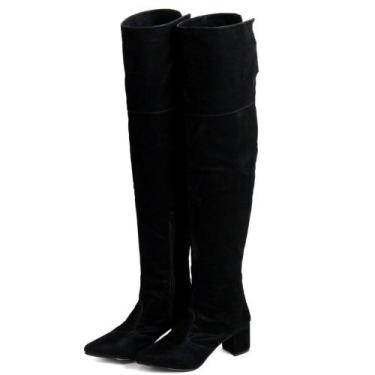 Imagem de Bota Ouver The-knee Feminina Cano Alto Couro Legitimo Camurça - Lirom,