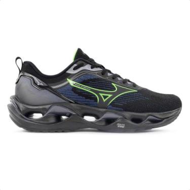 Imagem de Tênis Mizuno Wave Stratos 3 Masculino, 43, Preto, Verde