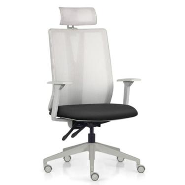 Imagem de Cadeira Escritório Giratória Presidente Flow F02 Base Cinza Crepe Preto - Lyam Decor