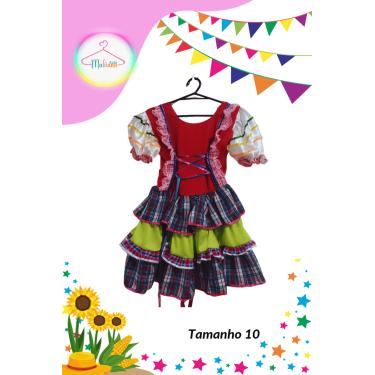 Imagem de Vestido Junino infantil colorido (Tam. 10)