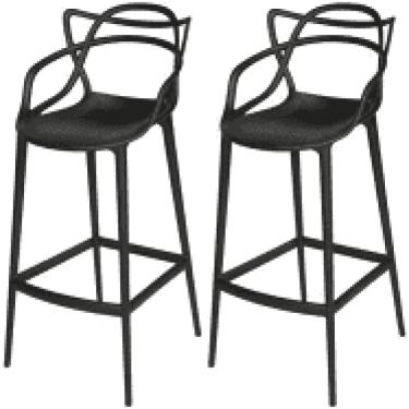Imagem de Conjunto c/2 Banquetas Médias Masters Allegra - 66 Cm - Preto