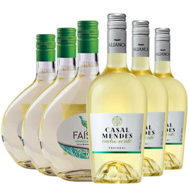 Imagem de Kit 3 Vinhos Casal Mendes Branco + 3 Vinhos Faisão Vinho Verde Kit Bloquinho de Rua 6 Vinhos Verdes