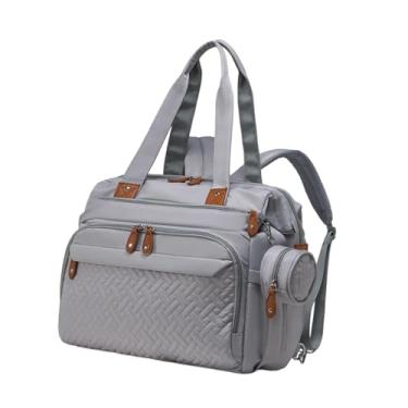 Imagem de Dynwave Mochila para fraldas com compartimento para sapatos, tecido Oxford, mochila de amamentação, bolsa de viagem, estojo para chupeta, lenços umedecidos, Cinza