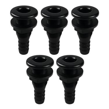 Imagem de SEAFLO Barco marítimo de encaixe de casco de 2,5 cm, polipropileno, conector de drenagem de plástico, seguro para água salgada resistente à corrosão, suporte de popa, saída de deck de porto de esgoto