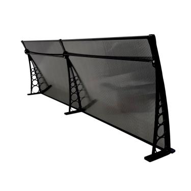 Imagem de Toldo 150x50cm Cobertura Slim em Policarbonato Alveolar, Proteção UV e Contra Chuvas, Estrutura Resistente e Leve, Ideal para Portas, Janelas, Varandas e Áreas Externas (Fumê com Preto)
