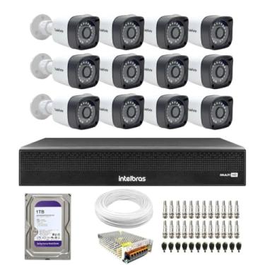 Imagem de Kit 12 Câmeras Tudo Forte TF 2020 B Full HD 1080p Bullet Visão Noturna 20M Proteção IP66 + DVR Gravador Intelbras MHDX 1116-C 16 Canais + HD Interno 1TB