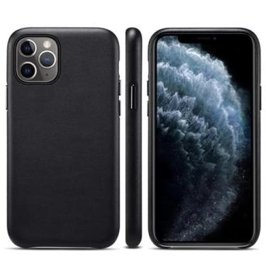 Imagem de Capa de telefone de couro para iphone 14 pro max 15 pro 13 mini 12 11 xs max xr x 7 8 plus se 2022 capa traseira de couro, preto, para iphone13pro