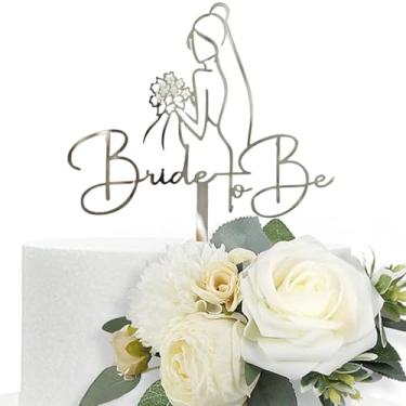 Imagem de LZGXZF 1 peça de enfeite de bolo de noiva de acrílico para casamento espelho prateado decoração de festa de noivado lembrancinhas de bolo de aniversário decoração de festa de casamento suprimentos