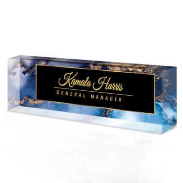 Imagem de placa de identificação acrílica personalizada, Placa de nome personalizada para mesa, Decoração de mesa, presente de escritório para colegas, chefes, professores