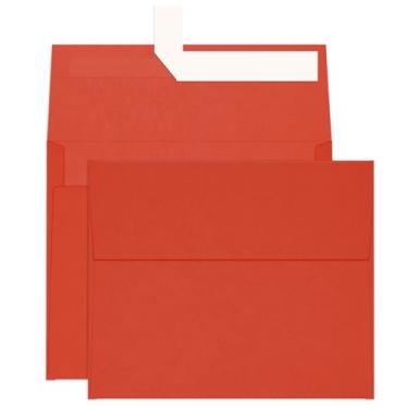Imagem de Envelopes vermelhos A2 autovedantes, pacote com 100, 120 g/m2 imprimíveis Goefun 4,375 x 5,75 envelopes de convite para cartões de 10 x 13 cm, fotos, convites, casamentos, formatura, chá de bebê e