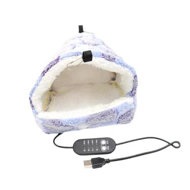 Imagem de Fenteer Casa quente para hamster, cabana de lã, alimentada por USB, temperatura ajustável, cama macia e confortável, pendurado para ratos, chinchilas e, Violeta Xl