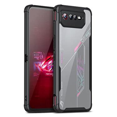 Imagem de Fanbiya Capa para ASUS ROG Phone 6/6 Pro com protetor de câmera, ultrafina macia TPU acrílico transparente traseira proteção total do corpo capa robusta à prova de choque
