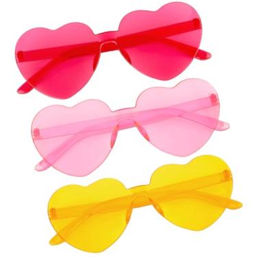 Imagem de Óculos de sol em forma de coração para mulheres verão, Organge+ross+rosa