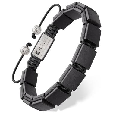 Imagem de RTZN Pulseira masculina Shungite – Pulseira de proteção EMF para joias Shungite autênticas artesanais de alta qualidade – Pulseiras masculinas ajustáveis de 8 mm, Adjustable, Pedra, Sem Pedra Preciosa