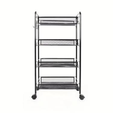 Imagem de Fruteira Móvel e Organizador, Carrinho Multiuso com Rodas para Armazenamento na Cozinha(Carrinho Em Aço 3 Andares)