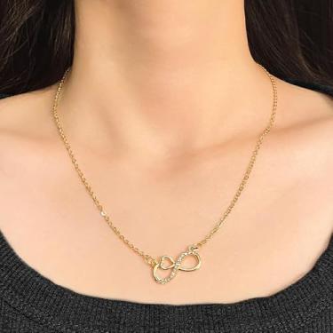 Imagem de Colar com pingente de diamante de água com símbolo do infinito dourado, zircônia cintilante, moda, amor eterno, joias, presente de aniversário e dia dos namorados