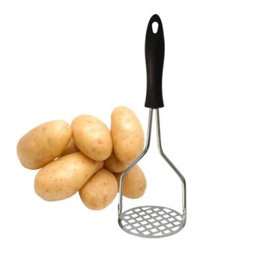 Imagem de Amassador de Batatas Feijão Legumes em Aço Inox 26cm Espremedor Manual Multiuso Cabo Ergonômico Ideal Para Fazer Purê Amassador Inoxidavel Premium