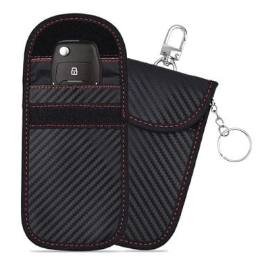 Imagem de Pacote com 2 bolsas Faraday para chaves de carro, suporte de bloqueio de sinal RFID para carro, protetor de chave, bloqueador de sinal, antifurto, capa Faraday para chaves de carro
