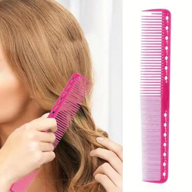 Imagem de Pentes de barbeiro profissionais, pente de corte de cabelo de 18,5 cm para todos os tipos de cabelo, pente de cabeleireiro de dentes finos e largos, rosa