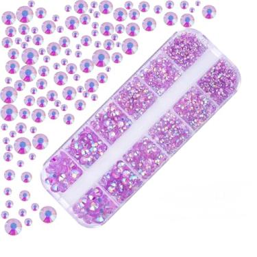 Imagem de Strass de geleia de resina para artesanato, 6 tamanhos de pedras planas para unhas, joias deslumbrantes de unhas de cristal para artesanato faça você mesmo, roupas, sapatos, arte de unhas (cor roxa
