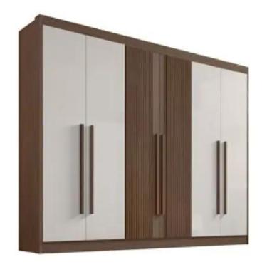 Imagem de Guarda roupa Casal Ddoro Athos Ripado Castanho Off White DDoro Móveis 