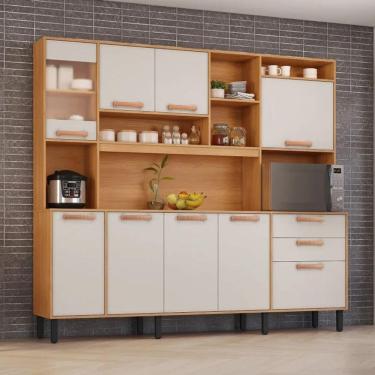 Imagem de Cozinha Compacta 8 Portas 3 Gavetas 7 Nichos Nápoles Itatiaia Cinamomo-off White