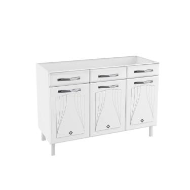 Imagem de Gabinete De Cozinha Modulado Balcão Star New 3 Portas E 3 Gavetas 120cm Branco - Telasul
