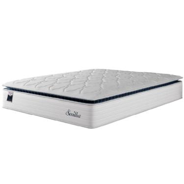 Imagem de Colchão Casal Queen Molas Ensacadas Com Pillow Sevilha 158x198x33cm Branco/cinza Hellen Branco