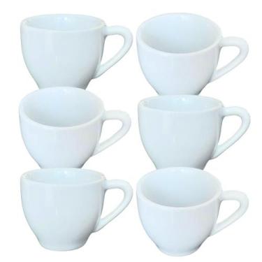 Imagem de Kit Jogo 6 Xícaras de Café Expresso 75ml em Porcelana Branca - Antilop