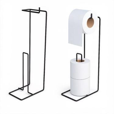 Imagem de Suporte Porta Papel Higiênico De Chão 3 Rolos Preto - 134224_hrstore00