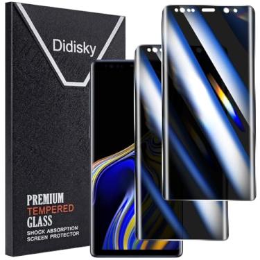Imagem de Didisky Pacote com 2 protetores de tela de privacidade para Samsung Galaxy Note 9 de vidro temperado, cobertura total curvada 3D, anti-espião, 9H, fácil de instalar, antiarranhões, sem bolhas