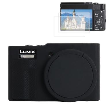 Imagem de Rieibi Capa de silicone para câmera Panasonic Lumix ZS99/TZ99, acessórios para Panasonic Lumix DC-ZS99/TZ99 Capa com 2 películas protetoras de tela, capa de lente destacável, preta