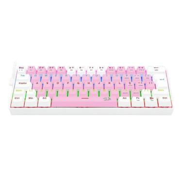 Imagem de Teclado Mecânico Gamer Redragon Lakshmi, Rainbow, Switch Blue, ABNT2, Pink/White - Rosa - Unissex -Unissex