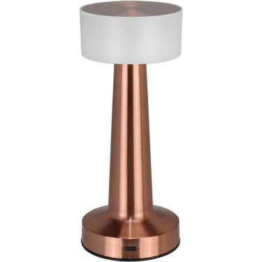 Imagem de Luminaria De Mesa Decorativa Led Usb Metal 21x9x9cm Cobre