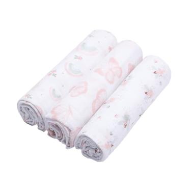 Imagem de Cueiro Swaddle Papi Soft Estampado 80Cm X 80Cm Contem, 3 un, Arco de Flores, Rosa