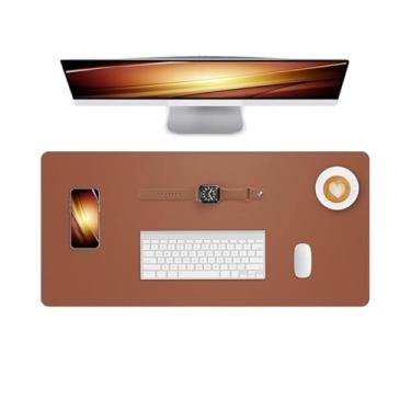Imagem de Tapete de mesa de couro antiderrapante, à prova d'água, teclado de mesa para laptop, mouse pad grande para escritório, trabalho, casa, decoração (marrom, 70 x 30 cm)