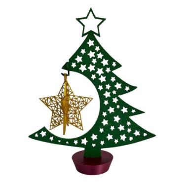 Imagem de Árvore de Natal Decorativa 20cm - Design Vazado com Enfeites 3D para Mesa e Estante(Verde com estrela dourada)