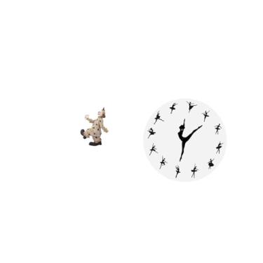 Imagem de Fenteer Estatueta de Palhaço, Escultura, Coleção, Ornamento para Centro de Mesa, Decoração de Sala de Jantar, Presente. Relógio de Parede de Bailarina,