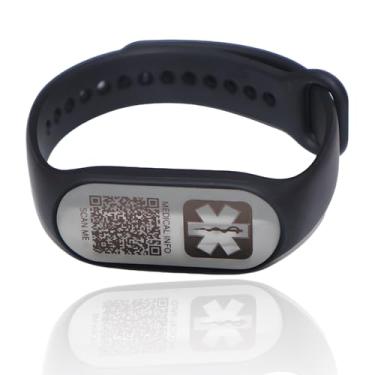 Imagem de PETSMYA Pulseira de alerta médico para homens e mulheres – Pulseira QR Code ID com chamada de emergência e compartilhamento de localização GPS – Pulseiras de alerta de silicone à prova d'água para