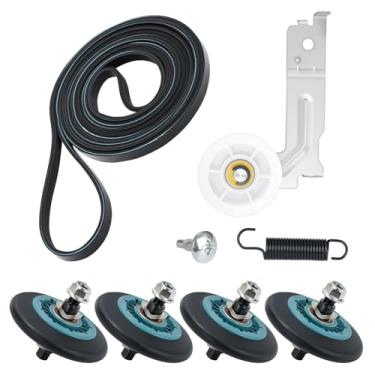 Imagem de Kit de reparo de secador DC97-16782A de substituição para secadora Samsung, inclui rolo de tambor DC97-16782A, polia intermediária DC93-00634A, correia 6602-001655, serve para DV45H7000EW/A2