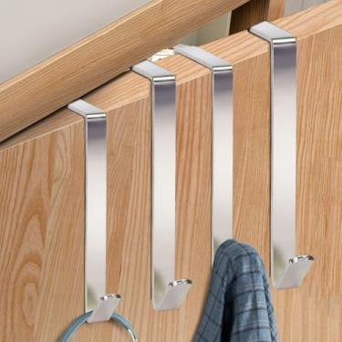 Imagem de 2 ganchos sobre a porta ganchos de porta para banheiro toalhas de cozinha chapéus organizador de pendurar gancho de armazenamento multiuso (5 mm)