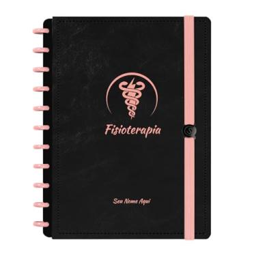 Imagem de Caderno De Disco Iscool Inteligente Personalizado 80 Folhas Profissões Preto Rosê Fisioterapia Grande G