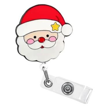 Imagem de 1 peça de carretel de crachá de Natal, acrílico, jacaré, clipes retráteis, cartão de trabalho de enfermagem, fofo, presente de Natal para crachá de identificação de feriado, porta-crachá