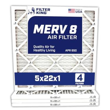 Imagem de Filter King Filtro de ar 5 x 22 x 1 a | Pacote com 4 | Filtros de forno A/C plissados MERV 8 HVAC | Feito nos EUA | Tamanho real: 12 x 56 x 1,90 cm