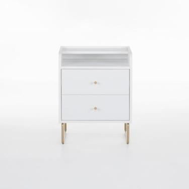 Imagem de Mesa de Cabeceira Lys 2 Gavetas 1 Prateleira 43 cm x 38 cm - Casavee, 