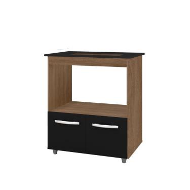 Imagem de Balcão Para Cooktop 4 Bocas 2 Portas Armário De Cozinha Elisa - Ssx Multicoisas Savana-preto