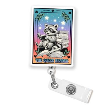 Imagem de Carretel de crachá The Queer Reader 5 cm Bookish Book Lover Reading LGBTQ+ Pride Sexuality Nurse CNA Nursing Phlebotomy Medical Badge Holder Retrátil Clipe Cordão de acrílico para crachás de