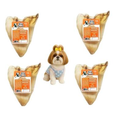 Imagem de Mordedores Petiscos Orelhas Bovinas Desidratadas Pet Dip Dog Diel kit 
