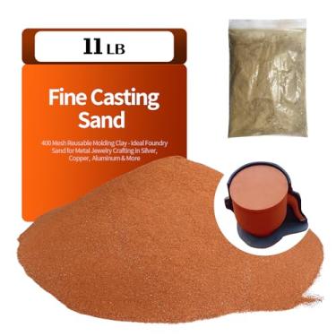 Imagem de 11 LB 400 Mesh Fine Casting Sand & 0.44 LB of Soil That Increases Viscosity,Reusable Molding Clay,Foundry Sand for Metal Jewelry Crafting Clay for Detailed Replicas (Red 11lLB)